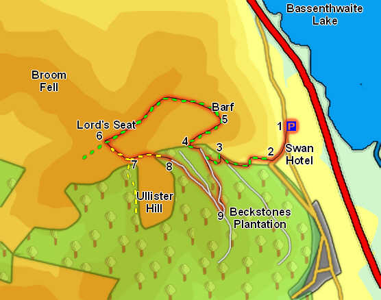 Map for Ascent of Barf and Lord's Seat 