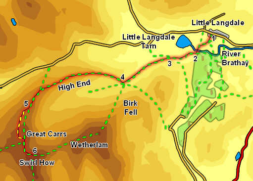 Map for Swirl How from Little Langdale