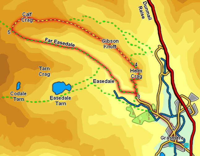 Map: Helm Crag and Far Easedale 