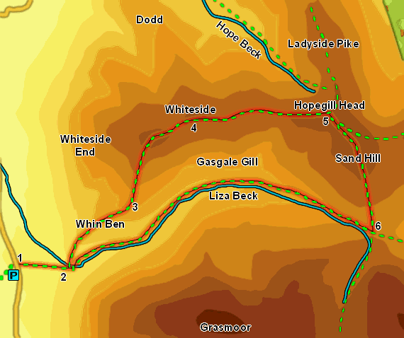 Map: Whiteside and Hopegill Head 